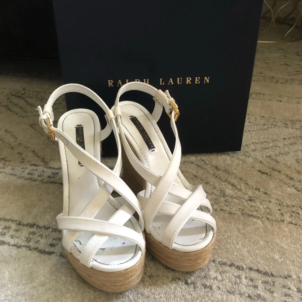 Ralph Lauren White Wedges